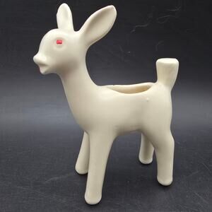 Shawnee White Ceramic Deer Planter Vintage Animal Pottery